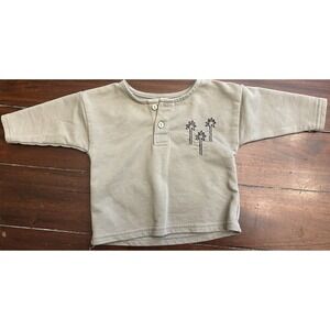 0-3m Rylee And Cru Green Palm Tree Shirt Long Sleeve Baby 0-3 Months